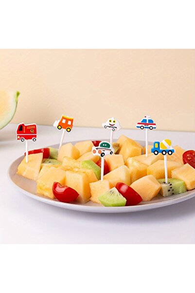 Choice1 Colorful 6pcs/set Car Castle Vegetable Cute Mini Toddler Children Fruit Forks Toothpicks Kids Food P