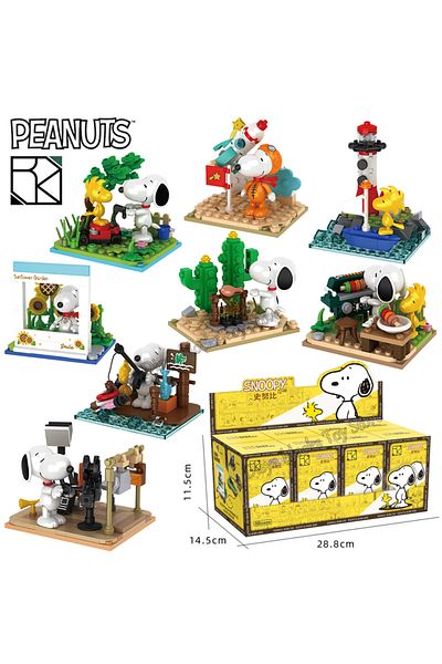 Choice Original Box Snoopy Genuine Peanuts Building Blocks Anime Figure Models Diytable Ornaments Anime Per
