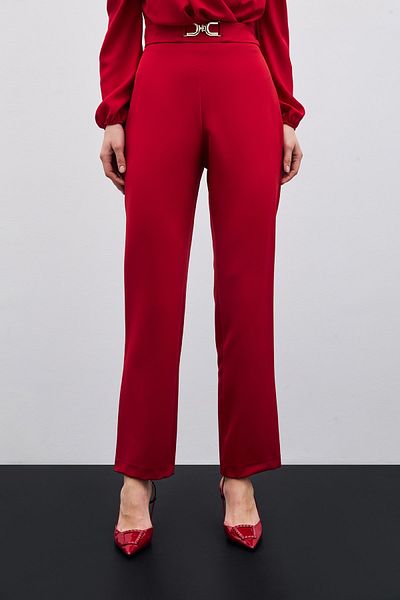 Sateen Red Trousers - Accessory Detailed