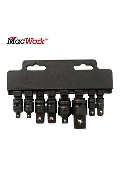 MacWork Black 8 Pcs Pneumatic Impact Socket Adapter Set Vehicle Repair Tools