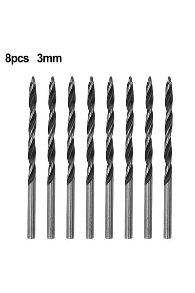 Choice 8Pcs Tri-point Drill Bits Spiral 3mm Diameter High Carbon Steel For Repair Home Wood Drilling Gri...