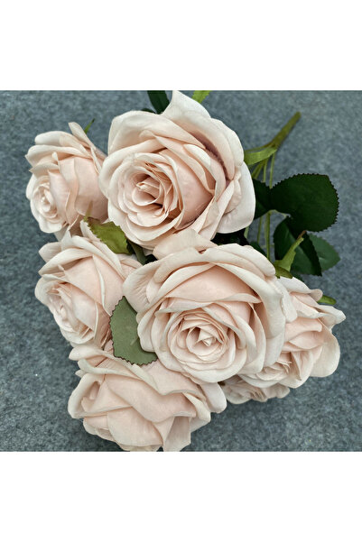 Choice1 Bean Sand Colour 12 Artificial flowers simulation 9 head rose bouquet...