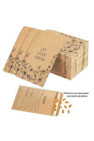 Choice 60/120 Pcs Seed Envelopes Bulk 2.36 x 3.15 Inch Seed Packets Envelopes Self Adhesive Small Paper ...