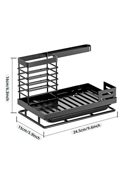 Choice حامل إسفنجة صنبور المطبخ الأسود، فرشاة غسيل الأطباق، رف تخزين وسادات ا...