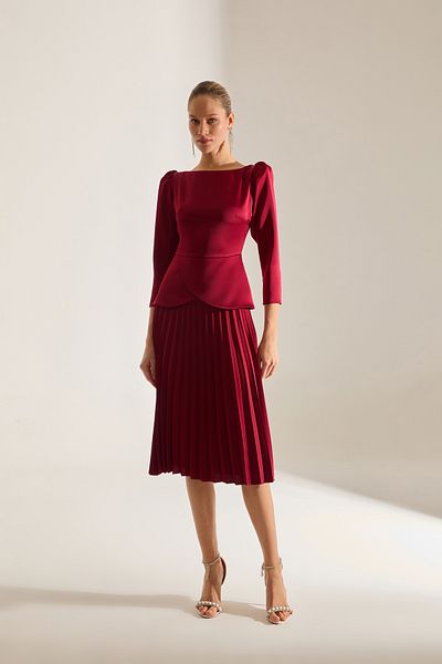 BETTY & SAM Darya Dark Red Fish Skirt