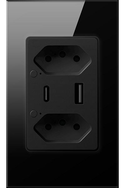 Choice مقبس حائط ذكي واي فاي من Avatto Brazil باللون الأسود مع منفذ USB من النوع C مع تحكم فردي، Tuya