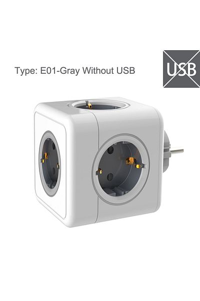 Choice E01-gray EU Plug Massfa EU Plug 5 Ac Outlet Multiprise Power Strip Extension Powercube Electrical So