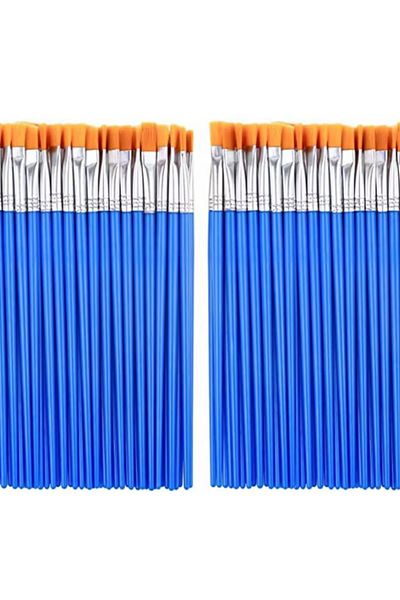 Choice 100pc Flat Head 100pcs Paint Brushes Set For Kids Acrylic With Flat Round Pointed Paint Brushes Cr