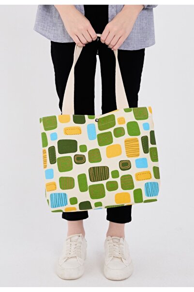 Pure Touch |   Canvas Women's Bag, Large Size, Lined, Snap Fastener, Inner Po...