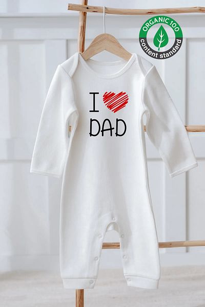 Lilabio 100% Cotton I Love Dad Baby Jumpsuit