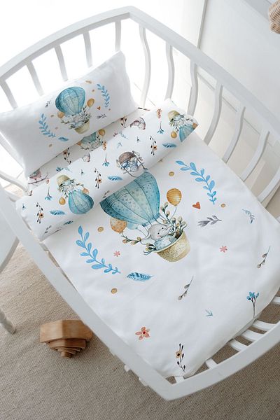 Tuğba Kuğu Park Bed Blue Balloon Duvet Cover Set for Baby Series - 80X120