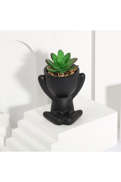 Choice Fx23110306b Xiya Flower Artificial Aloe Potted Plant Black Miniature Character Pot Fake Potted Plant
