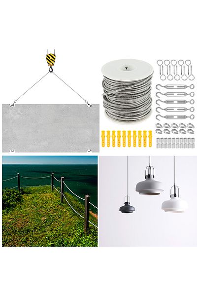 Choice 15m Set 15/30m Stainless Steel Cable Rope Pvc Coated Garden Cable Guardrail Ropes Multifunction Rail
