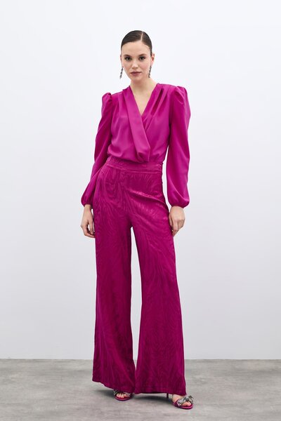 Sateen Ολόσωμη φόρμα με διπλό στήθος - φούξια