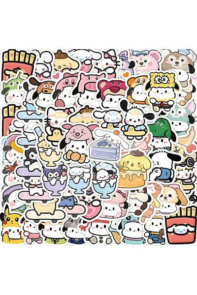 Choice 100pcs 100pcs Sanrio Kuromi Pochacco Hellokitty Melody Stickers Diy Mobile Phone Ipad Luggage Cartoo
