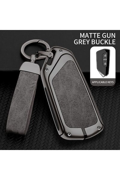 Choice Grey Zinc Alloy Leather Car Key Case Cover Shell For Vw Volkswagen Golf 8 2020 Skoda Octavia A8 Mk8