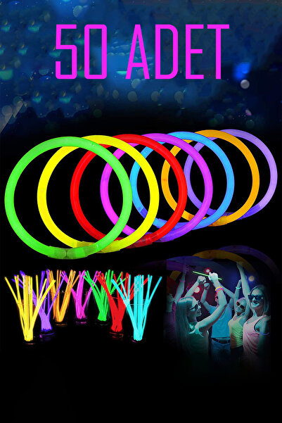 Fresh Moon Neon Parti Çubukları 50 Adet Karanlıkta Parlayan Fosforlu Işıklı Çubuklar Kolye Bileklik Parti Süsü