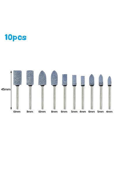 Choice 3mm Shank Blue 10pcs Abrasive Mounted Stone Polishing Head Grinding Stone Wheel Sanding Bits 3mm Sha