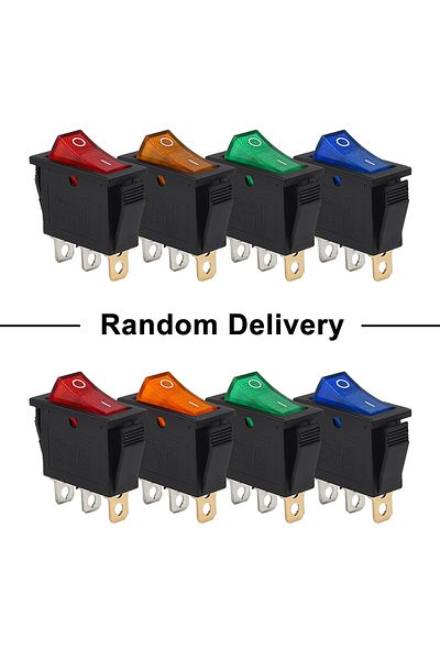 Choice 12pcs Mix 12pcs Rocker Switch 3 Pins 2 Position On/off Ac 20a 125v 15a 250v Spst Yellow Red Green Le