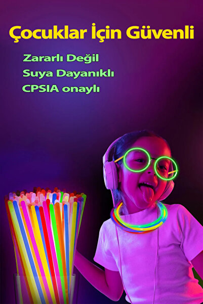 Fresh Moon Neon Parti Çubukları 100 Adet Karanlıkta Parlayan Fosforlu Işıklı Çubuklar Kolye Bileklik Parti Süsü