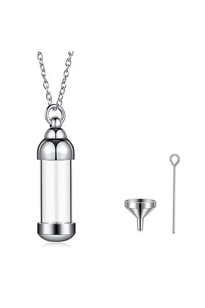 Choice 1pcs Silver Stainless Steel Cremation Jewelry Transparant Glass Keepsake Loved Ones Ashes Holder Kee