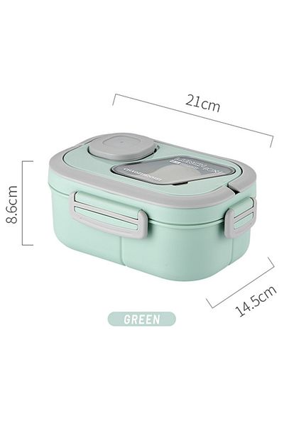 Choice Lunch-box-green Portable Lunch Box Compartment Wheat Straw Bento Carrying Handle Box Reusable Tablew