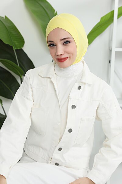 Aisha's Design Combed Cotton Bonnet with Cross Detail on the Front, Tb-4, Tb-4, Yellow