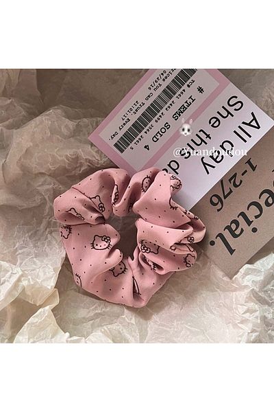 Choice Pink Hello Kitty Y2k Hair Band Kawaii Pink Kitty Elastic Large Intestine Type Hair Tie Girls Hair Ro