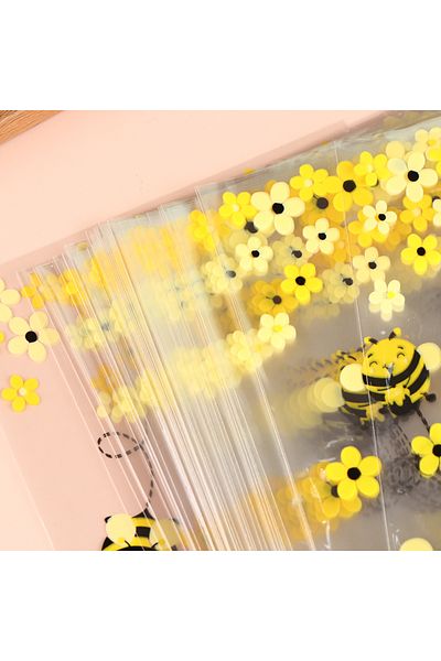 Choice 50pcs 50pcs Cartoon Bee Printed Plastic Bag Transparent Candy Bag Birthday Celebration Bag Baking Pa
