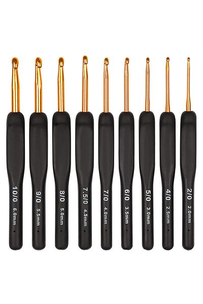 Choice 1pack 9pcs Black Crochet Hooks Needles For Arthritic Hands 2.0-6.0mm Crochet Hook Set Ergonomic Soft