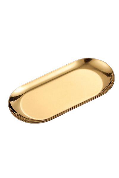 Choice L Golden Stainless Steel Gold Dining Plate Dessert Plate Nut Fruit Cake Tray Snack Kitchen Plate Wes