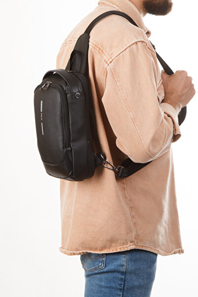 Newish Polo 2404-1 Black Uziko Body Bag - Crossbody Backpack and Shoulder Bag