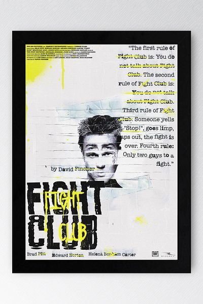 Saturn Fight Club Framed Painting - Fight Club Movie Poster Painting