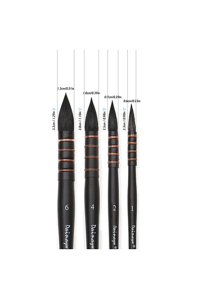 dainayw 4 Brushes Squirrel Hair &Horse Hair Art Painting Brushes Artistic Watercolor Brush Set fo...