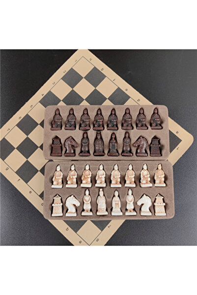 Choice قطع شطرنج قديمة مصنوعة من الجلد من الطين الحراري، مقاس 28 سم (11 بوصة)