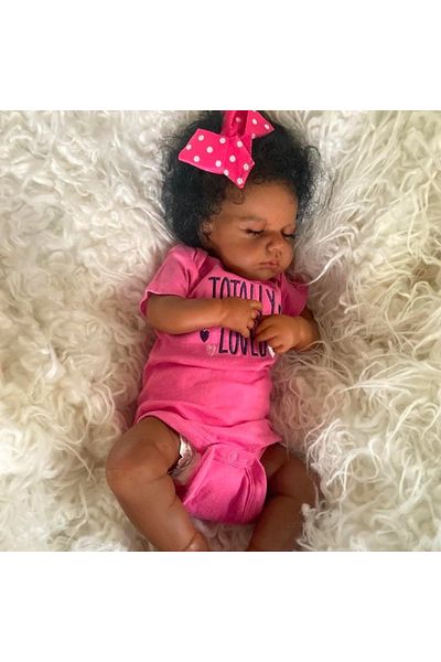 MRB With Random Pacifier 50 Cm Finished Reborn Baby Doll Loulou Sleeping African American Girl Newborn D