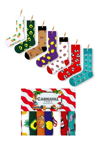 CARNAVAL SOCKS Σετ 7 πολύχρωμες κάλτσες Carnaval-2 με σχέδια