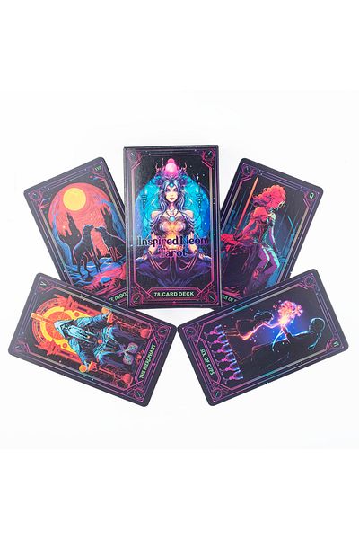 Choice بطاقات تاروت مستوحاة من النيون Tk81k مقاس 10.3*6 سم، لعبة لوحة بطاقات الرؤى الإنجليزية Divination Edition