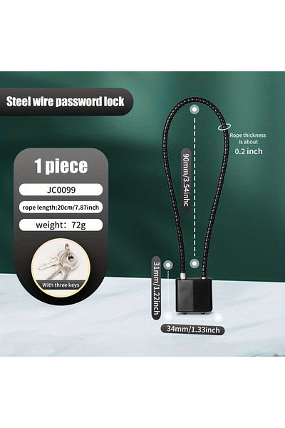 Choice 20cm-7.87inch 1pc Luggage Locks, Zinc Alloy 3 Digit Combination Lock, Password Padlock For Travel Su