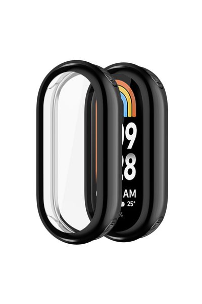 Choice حافظة حماية كاملة سوداء لسوار Mi Band 8 مع واقي شاشة ثلاثي الأبعاد لسوار Xiaomi Miband 8 NFC S