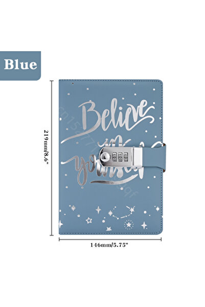 Choice Blue Leather Journal Notebook A5 with Combination Lock,Travel Sailor W...