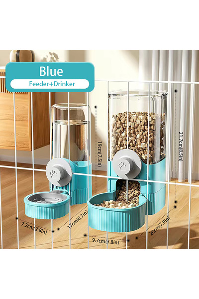 Choice Blue 1.2L Automatic Pet Feeder Cage Hanging Bowl，Suitable for Small Pu...