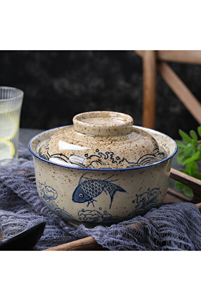 Choice1 6.5inch Japanese Style Ramen Bowl With Lid Ceramic Instant Noodle Bowl For Soup Rice Noodle And P...