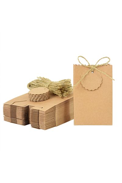 Choice 30pcs Brown 30/10pieces Of Kraft Paper With Hemp Rope Gift Packaging Bag Jewelry Cookie Wedding Birt