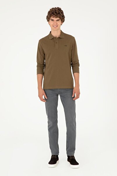 U.S. Polo Assn. Polo Yaka Düğmeli %100 Pamuk Erkek Sweatshirt