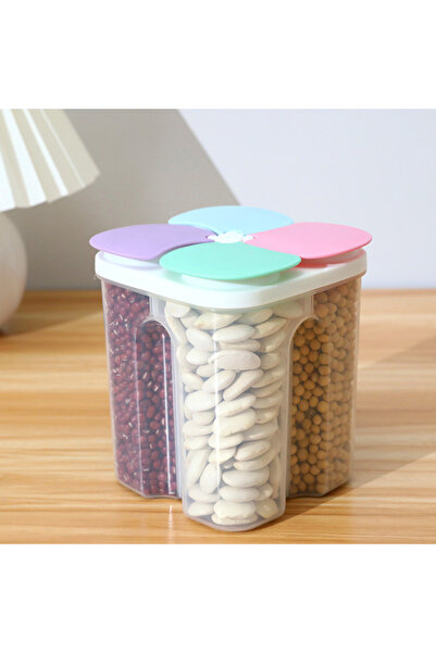 Choice علبة تخزين شفافة صغيرة وخفيفة من قطعة واحدة بأربعة أنواع من الحبوب وال...