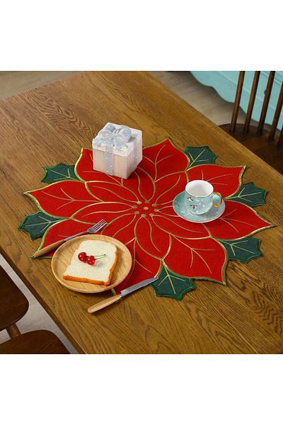 Choice 40x40cm-15.7x15.7in Red Red Snowflake Drink Coaster New Year Christmas Decoration Felt Dish Tray Pad