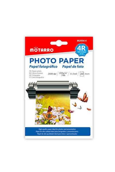 Choice MU004-4 20 ورقة مقاس 4*6 بوصة من ورق الصور النافثة للحبر 4R اللامع وور...