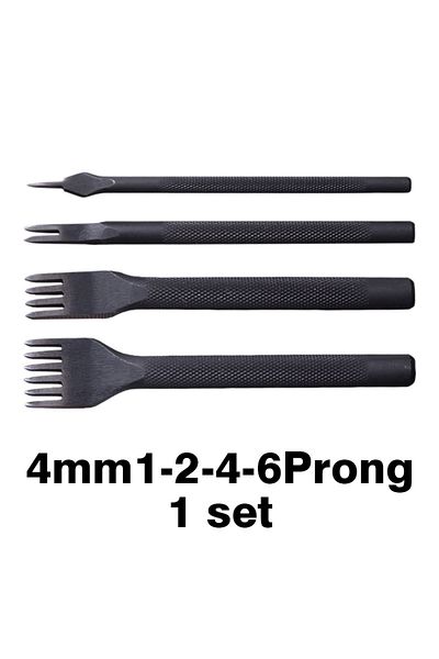 Choice 4mm1-2-4-6prong-1set Wuta Leather Craft Chisel Hole Punch Tools 4mm 1 2 4 6 Set Diamond Point Black