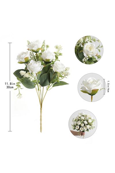 Choice 3Pcs White 1/3Pcs Artificial Rose Flowers Bouquet for Home Room Decor Fake Flowers Garden Wedding Pa